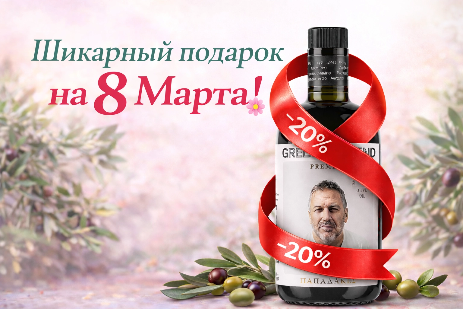 Акция к 8 марта: 20% на весь урожай оливкового масла Greek Legend!